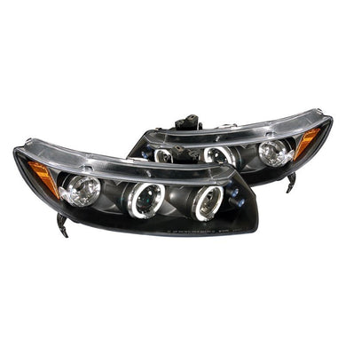 179.95 Spec-D Projector Headlights Honda Civic Coupe (06-11) Dual LED Halo - Black or Chrome - Redline360
