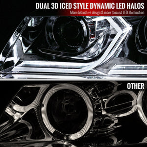 Spec-D Projector Headlights BMW 325i 330i 335i E90 Sedan (06-11) 3D Dual Iced LED - Black / Chrome / Tinted