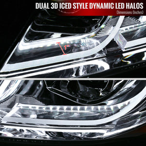 Spec-D Projector Headlights BMW 325i 330i 335i E90 Sedan (06-11) 3D Dual Iced LED - Black / Chrome / Tinted