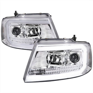 279.95 Spec-D Projector Headlights Ford F150 (04-08) Mark LT (06-08) C-Bar LED - Black / Smoke Tint / Chrome - Redline360