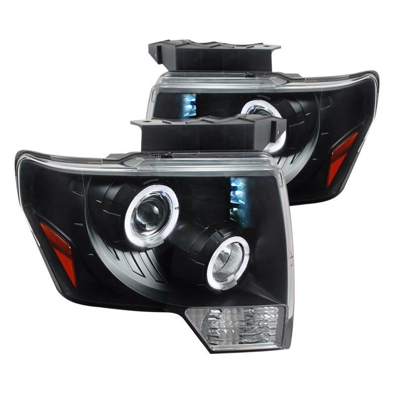 For 2009-2014 Ford F150 PRO-Series Dual Projector Halogen Headlights DRL Black For 2009-2014 Ford F150 PRO-Series Dual Projector Halogen Headlights DRL Black