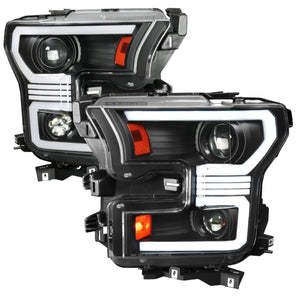 359.95 Spec-D Projector Headlights Ford F150 (2015-2016-2017) LED Bar & Sequential Switchback - Black / Chrome / Smoke - Redline360
