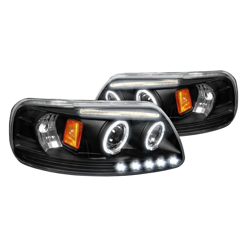 Spec-D Projector Headlights Ford F150 (97-03) Expedition (97-02) Halo w/  LED Accents - Black or Chrome