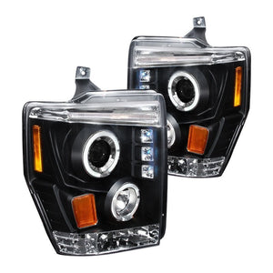 199.95 Spec-D Projector Headlights Ford F250 F350 F450 (08-10) Dual Halo LED - Black or Chrome - Redline360