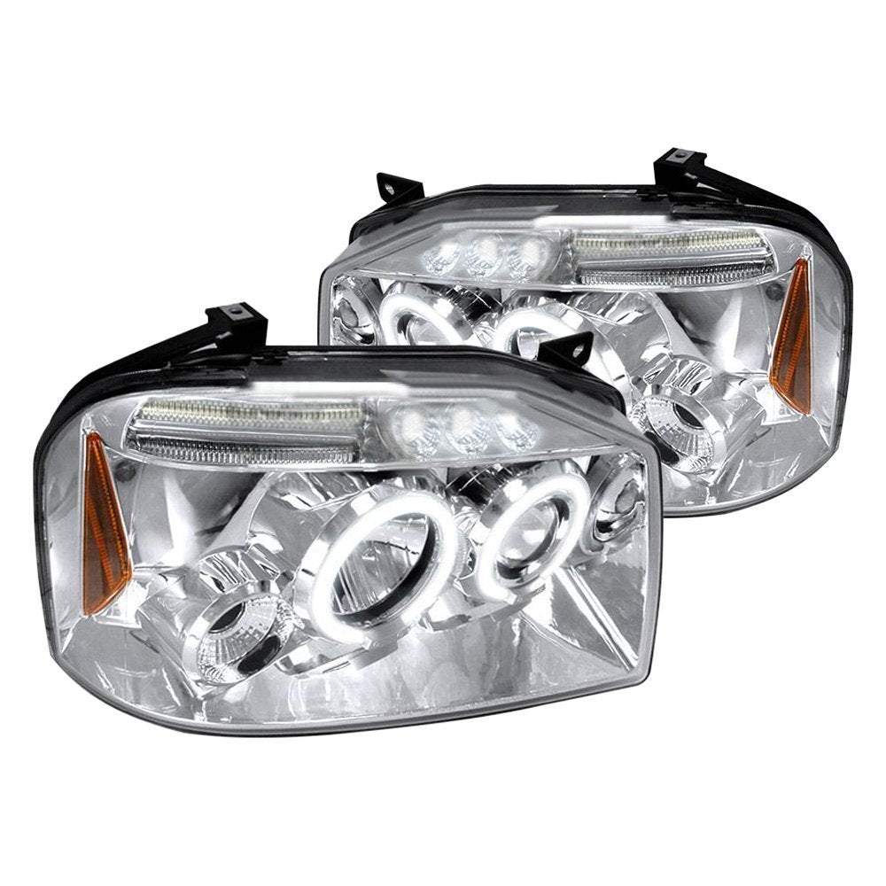 Spec-D Projector Headlights Nissan Frontier (2001-2004) LED Dual Halo -  Black or Chrome