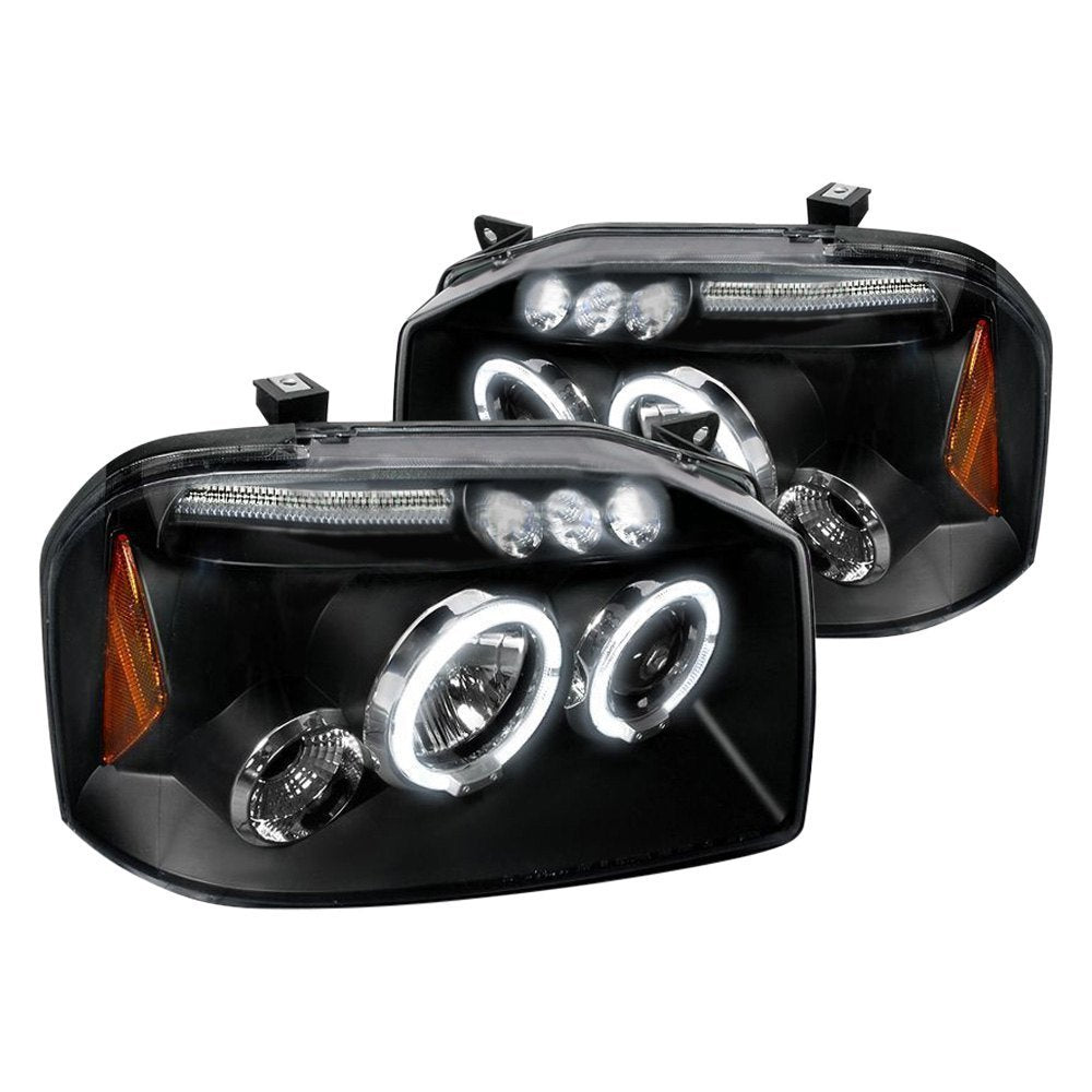 Spec-D Projector Headlights Nissan Frontier (2001-2004) LED Dual Halo -  Black or Chrome