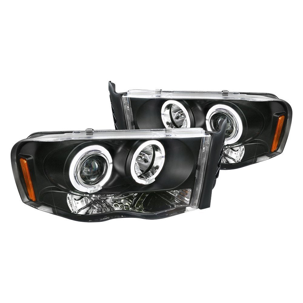 Spec-D Projector Headlights Ram 1500 (02-05) Ram 2500/3500 (03-05) Halo LED  - Black / Chrome / Smoked