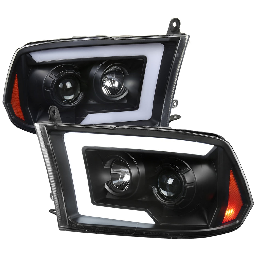 299.95 Spec-D Projector Headlights Dodge Ram (09-18) C-Bar LED Sequential Switchback - Black / Chrome - Redline360