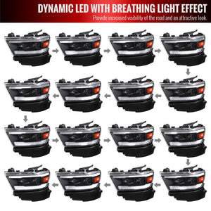 Spec-D Projector Headlights Ram 1500 (19-22) Switchback Sequential LED Black / Clear