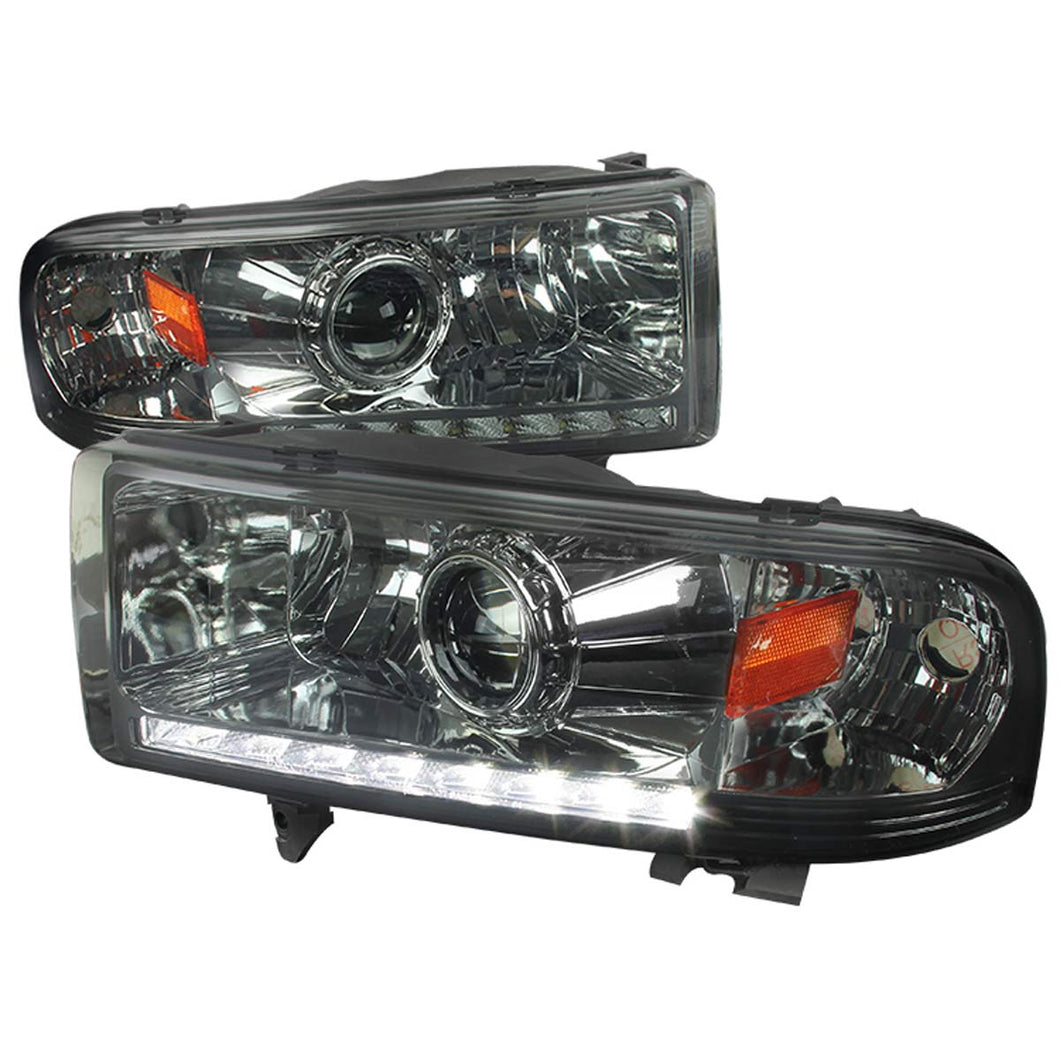 Spec-D Projector Headlights Dodge Ram (94-01) LED DRL Strip - Black /  Smoked / Chrome