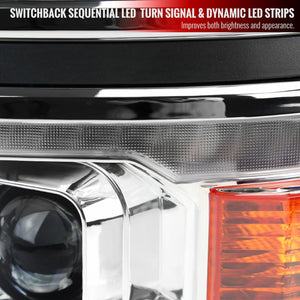 339.95 Spec-D Projector Headlights Silverado (14-15) Switchback Sequential w/ LED Bar - Black / Chrome - Redline360