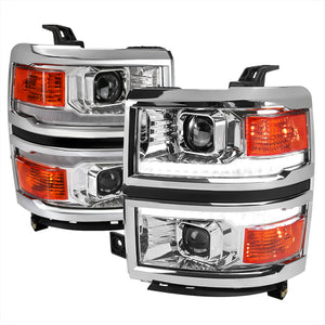 339.95 Spec-D Projector Headlights Silverado (14-15) Switchback Sequential w/ LED Bar - Black / Chrome - Redline360