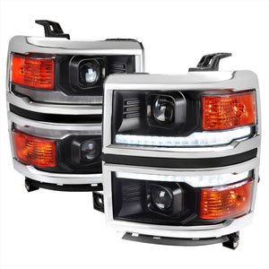 339.95 Spec-D Projector Headlights Silverado (14-15) Switchback Sequential w/ LED Bar - Black / Chrome - Redline360