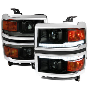 339.95 Spec-D Projector Headlights Silverado (14-15) Switchback Sequential w/ LED Bar - Black / Chrome - Redline360