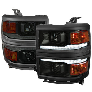 339.95 Spec-D Projector Headlights Silverado (14-15) Switchback Sequential w/ LED Bar - Black / Chrome - Redline360