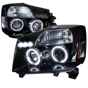 169.95 Spec-D Projector Headlights Nissan Titan (04-15) Armada (04-07) LED Dual Halo - Black or Chrome - Redline360
