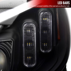 Spec-D Projector Headlights Mercedes C250 C300 C400 C450 Sedan W205 (15-18) LED DRL Bar - Black / Chrome