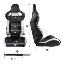 Load image into Gallery viewer, 249.95 Spec-D Racing Seats [Black/White - BRAUM Style - Pair) PVC Leather - Redline360 Alternate Image