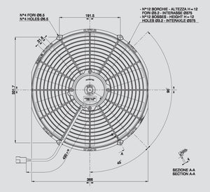 88.26 SPAL Electric Radiator Fan (14" - Pusher Style - Low Profile - 1038 CFM) 30100382 - Redline360