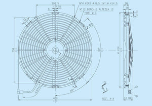 88.26 SPAL Electric Radiator Fan (16" - Puller Style - Low Profile - 1298 CFM) 30100400 - Redline360