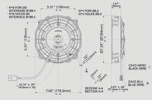 84.34 SPAL Electric Fan (6.5" - Pusher Style - Low Profile - 310 CFM) 30100403 - Redline360