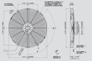 164.44 SPAL Electric Radiator Fan (14" - Pusher Style - High Performance - 1652 CFM) 30102055 - Redline360