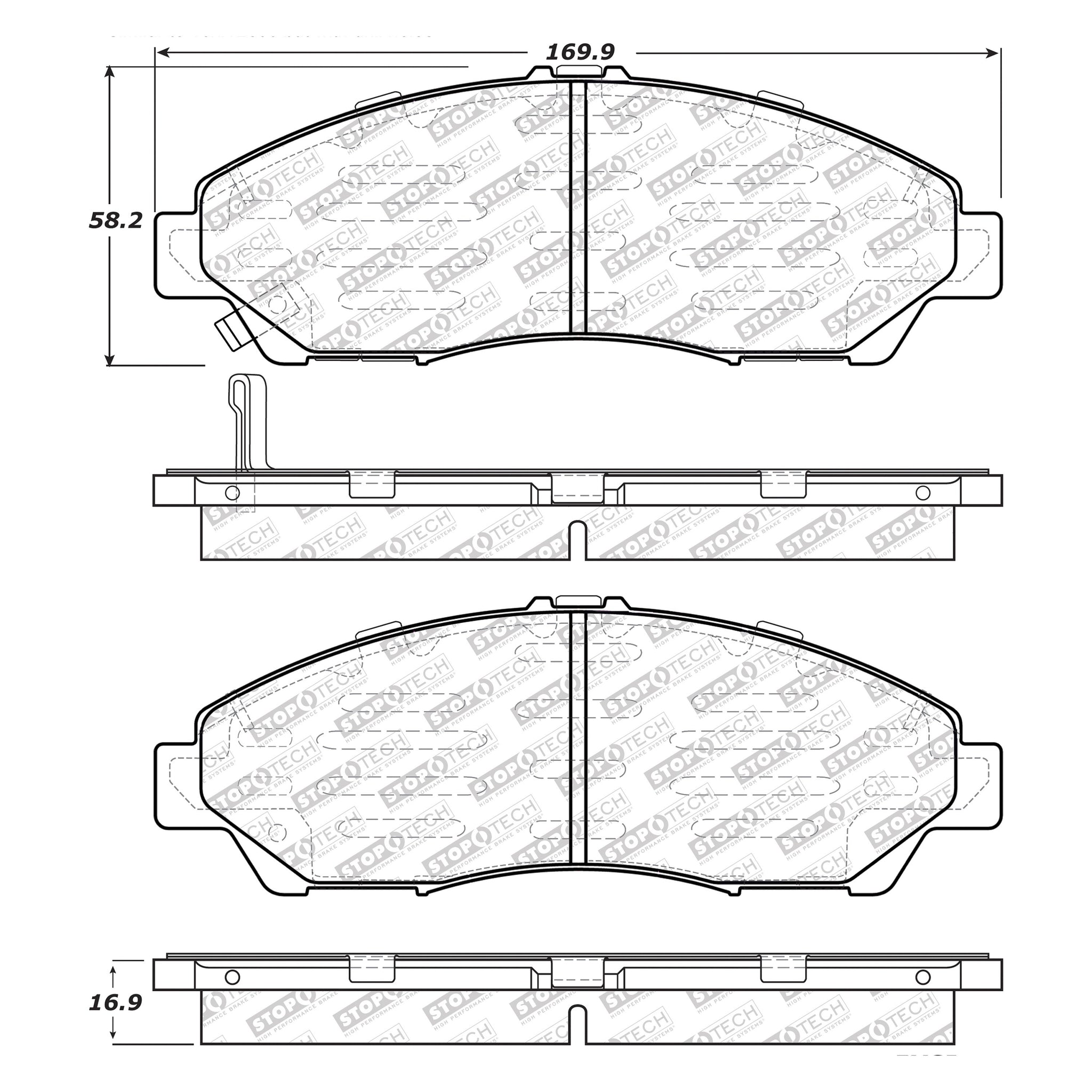StopTech Street Select Brake Pads Honda Pilot (0920) [Front w/ Hardwa