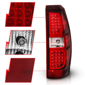 Anzo LED Tail Lights Chevy Avalanche (2007-2013) Red/Clear Lens - 311143