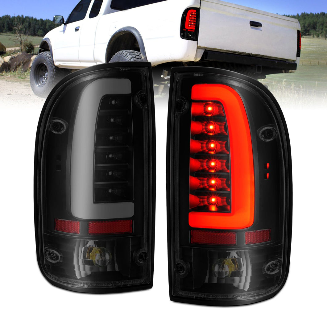 Anzo LED Tail Lights Toyota Tacoma (1995-2000) Black w/ White LED C-Bar