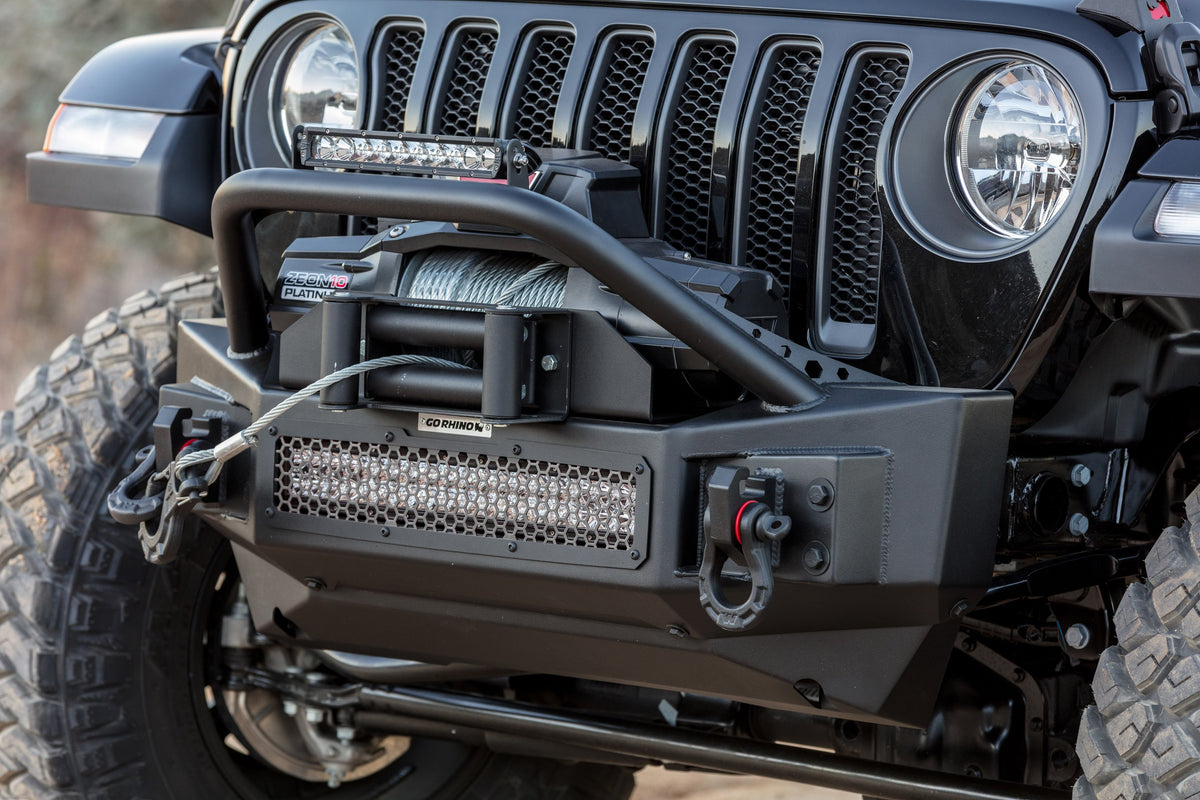 Go Rhino Rockline Front Bumper Jeep Wrangler (07-17, 19-21) - Stubby w ...