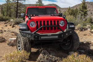 724.45 Go Rhino Rockline Front Bumper Jeep Gladiator JT (2020, 2021) - Full Width w/ Over rider Light Mount Bar / Winch & LED Ready - Redline360