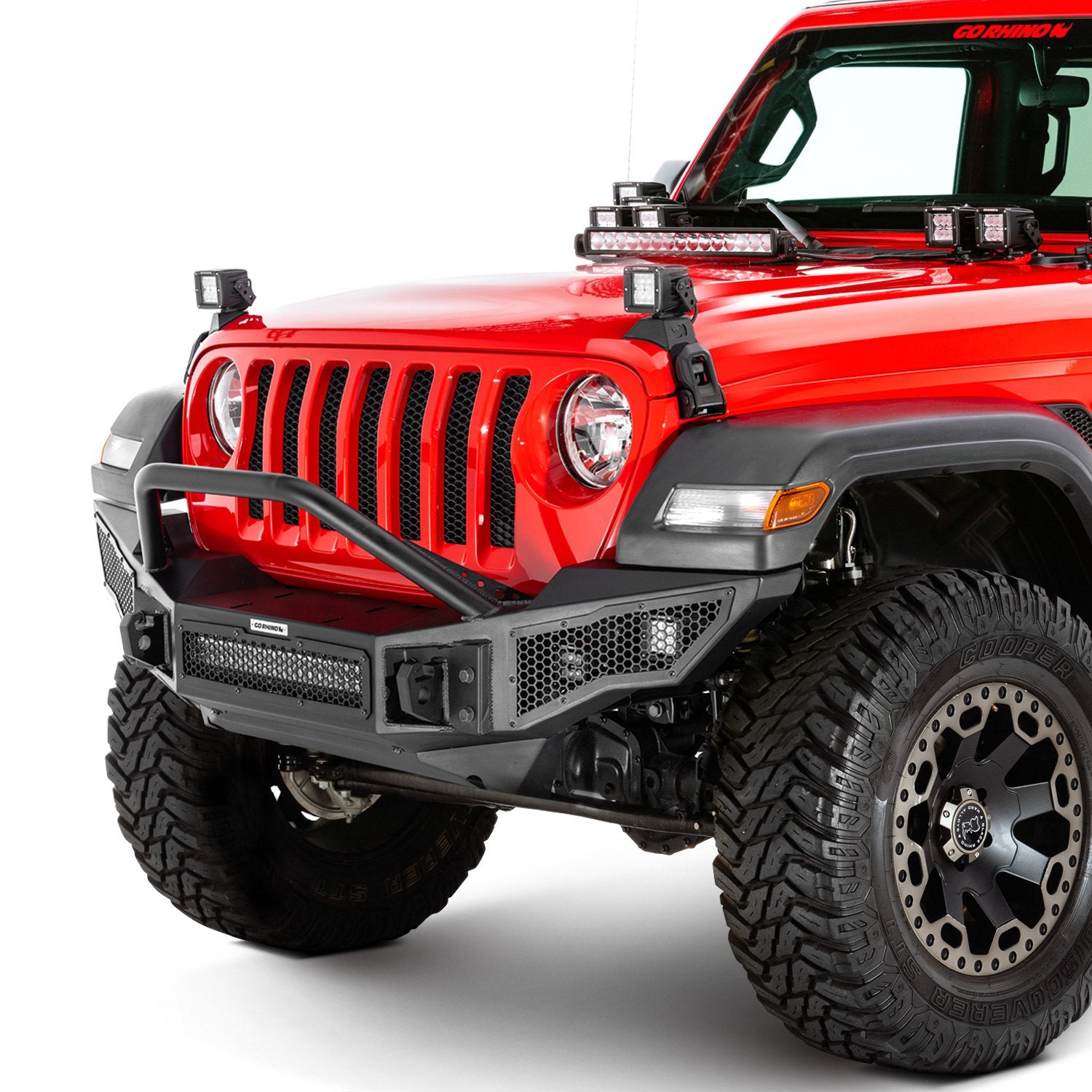 Go Rhino Rockline Front Bumper Jeep Wrangler JK (2018) - Full