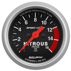 289.73 AutoMeter Sport-Comp Series Stepper Motor Nitrous Pressure Gauge (0-1600 PSI) 3374 - Redline360