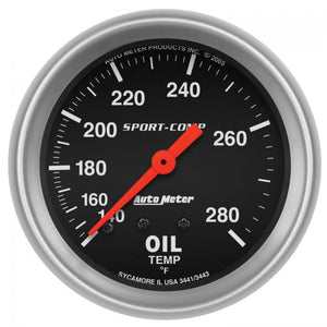 138.50 Autometer Sport-Comp Series 12 Ft. Mechanical Oil Temperature Gauge (2-5/8") 3443 - Redline360