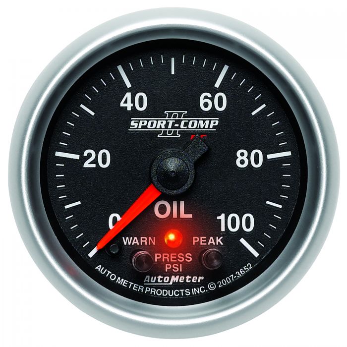 292.24 Autometer Sport-Comp II Stepper Motor Oil Pressure Gauge w/Peak & Warn (2-1/16