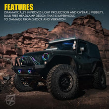 Load image into Gallery viewer, 215.99 Xprite LED Headlights &amp; Fog Lights Jeep Wrangler JK (2007-2018) Exhibit Series w/ RGB Halo Combo - 7" 90W - Redline360 Alternate Image