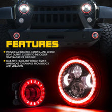 Load image into Gallery viewer, 299.99 Xprite 7" RGB LED Bluetooth Headlights Jeep Wrangler JK/JKU [w/ Fog Light Combo Kit] (2007-2018) HL-90W-G1-RGB-KIT - Redline360 Alternate Image