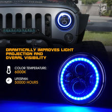 Load image into Gallery viewer, Xprite LED Headlights AM General Hummer (92-01) Land Rover Defender 90/110 7" 90W G2 w/ Halo - Blue / Green / Red / White - Blue Alternate Image