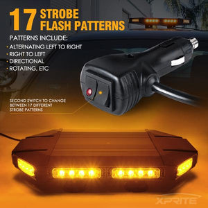 211.49 Xprite Roof Top Strobe Light Bar Mini Black Hawk 18" Professional LED Stealth Low Profile - Blue/Amber/White Amber - Redline360