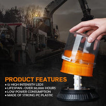 Load image into Gallery viewer, Xprite Revolving Beacon Light Orbit Series 12 LED Amber 18W w/ 13 Flash Patterns - SL-L18-Y - Default Title Alternate Image