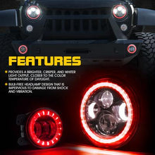 Load image into Gallery viewer, 269.99 Xprite LED Headlights Jeep Wrangler JK (97-18) 7" 90W LED Headlight &amp; Fog Light w/ RGB Halo Combo - Redline360 Alternate Image