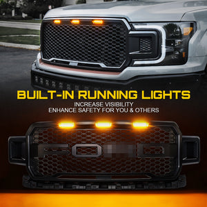 161.99 Xprite Raptor Style Grill Ford F150 (2018-2019) w/ LED Running Lights - Redline360