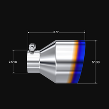 Load image into Gallery viewer, MBRP Exhaust Tip [2.5" ID / 5" OD Out / 6.5" Long / Angle Cut Single Wall] T304 Stainless / Burnt End / Carbon Fiber - T304 Stainless Steel Tip Alternate Image