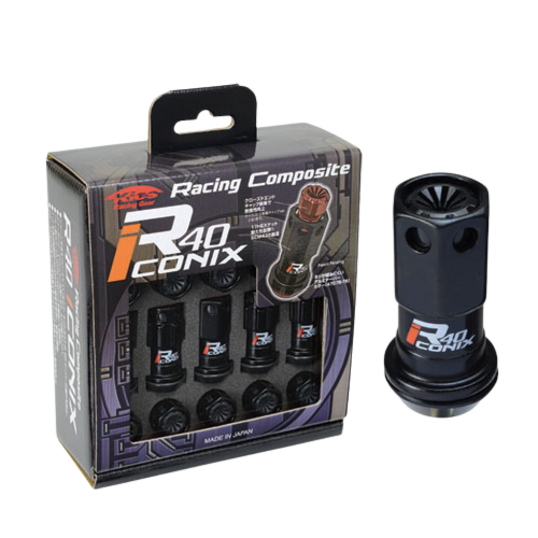 Project Kics Lug Nuts & Lock Set [Racing Composite R40 Iconix - Plastic Caps - Optional Finish - 16 Lugs + 4 Locks] 12X1.5 or 12X1.25