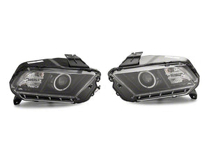 Raxiom Projector Headlights Ford Mustang S197 w/ Factory HID (13-14) [LED Halo] Black Housing/ Clear or Smoked Lens