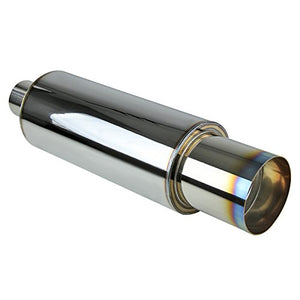 47.95 Spec-D N1 Style Muffler (Blue Burnt or Chrome Tip) 2.5" Muffler w/ Silencer - Redline360