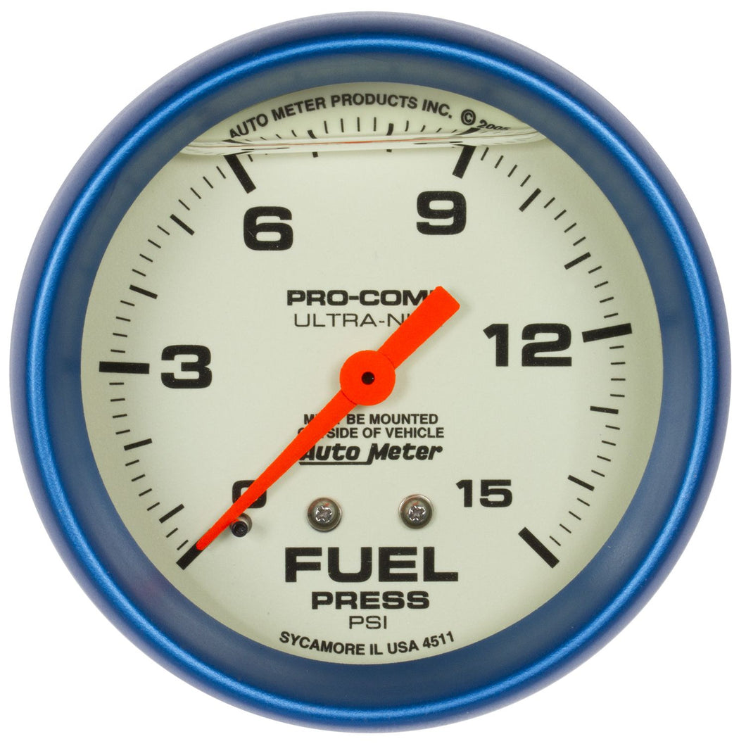 107.95 AutoMeter Ultra-Nite Mechanical Liquid Filled Fuel Pressure Gauge (2 5/8