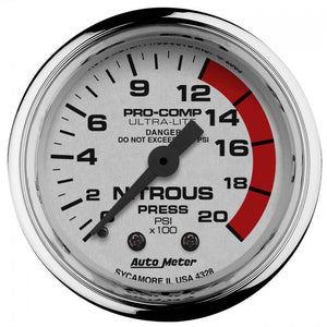 146.99 AutoMeter Ultra-Lite Series Mechanical Nitrous Pressure Gauge (0-2000 PSI) Chrome - 4328 - Redline360