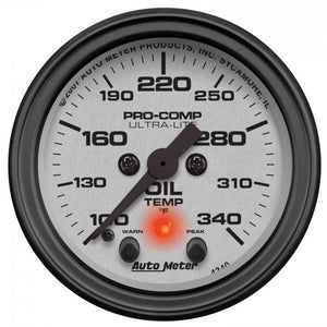 248.39 Autometer Ultra-Lite Series Stepper Motor Oil Temperature Gauge (2-1/16") Monster Bezel Matte Black - 4340 - Redline360
