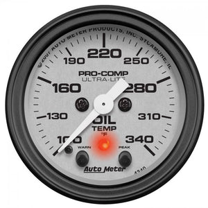 248.39 Autometer Ultra-Lite Series Stepper Motor Oil Temperature Gauge (2-1/16") Monster Bezel Matte Black - 4340 - Redline360